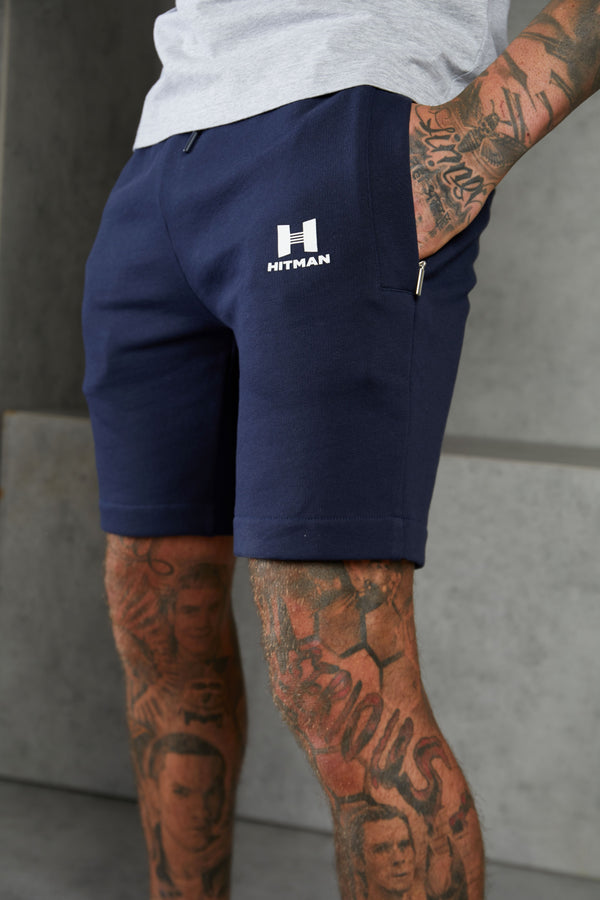Navy Classic Logo Cotton Shorts