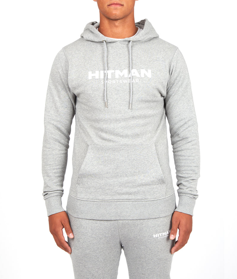 GREY PULLOVER LARGE TEXT HOODIE